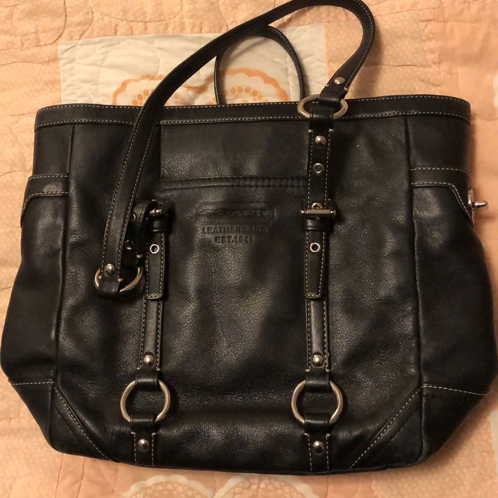 Leather Coach Purse with Silver hardware.